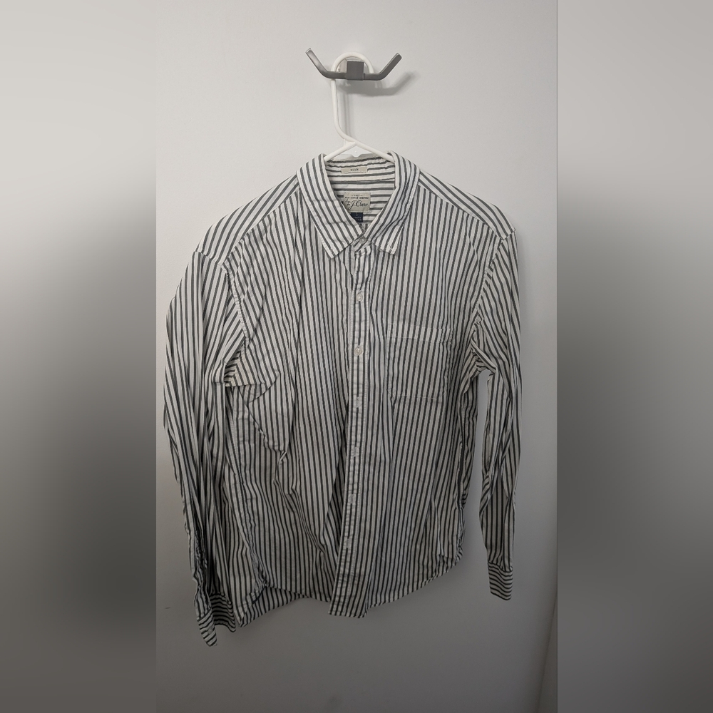 J. Crew Grey Striped Long Sleeve Button Down Shirt